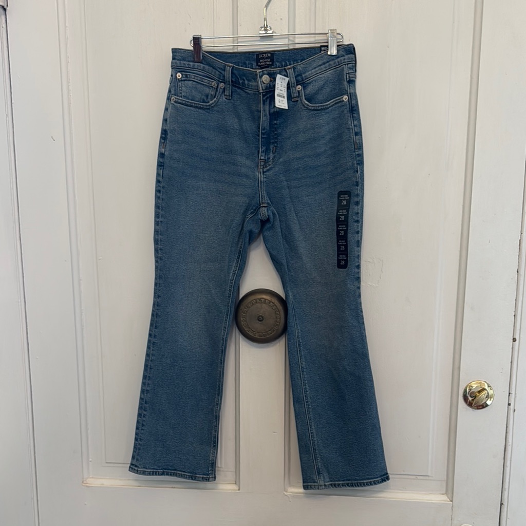 J. Crew Factory Blue Flare Wide Leg Jeans Premium Denim